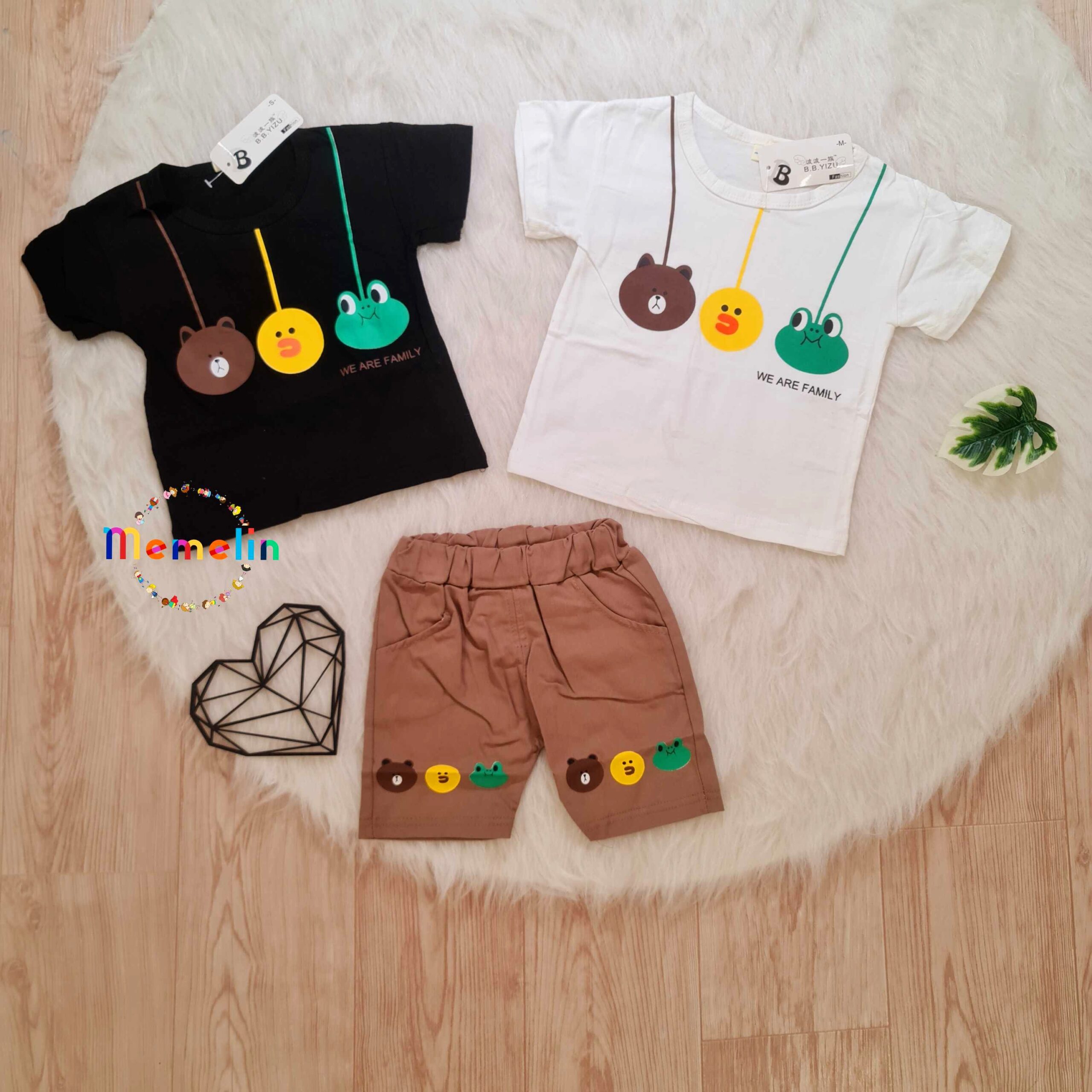 ست تیشرت و شلوارک کتان اسپرت بچگانه کودک وارداتی  خارجی اورجینال We are family