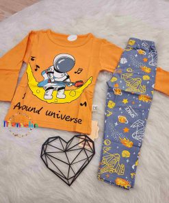 لباس بچگانه کودک ست دو تکه درجه یک وارداتی کیفیت اورجینال تیشرت آستین بلند و شلوار نخی طرح فضانورد مناسب یک تا چهار سال
