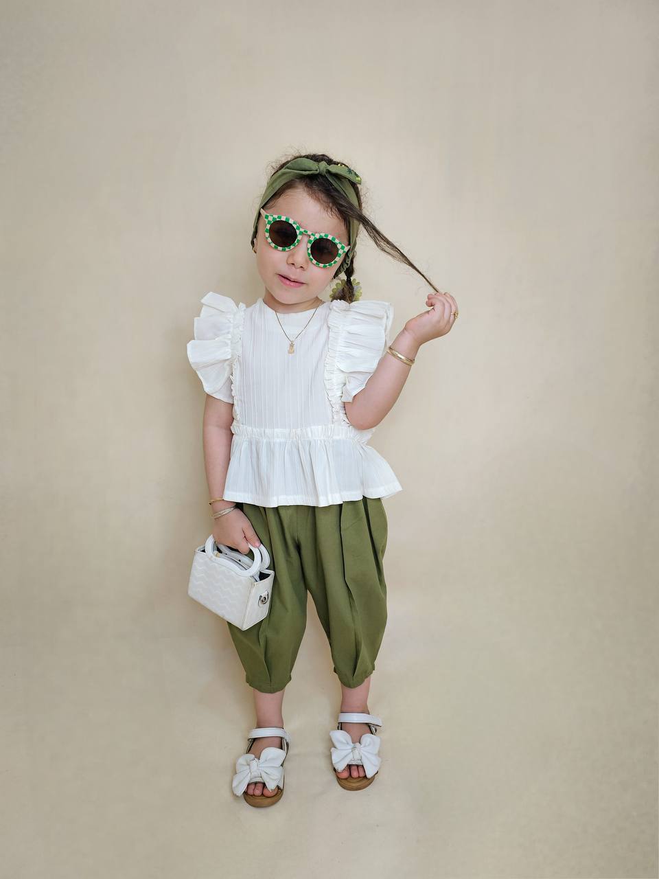 لباس بچگانه دخترانه کراپ و شلوارک مریم  مناسب یک تا شش سال