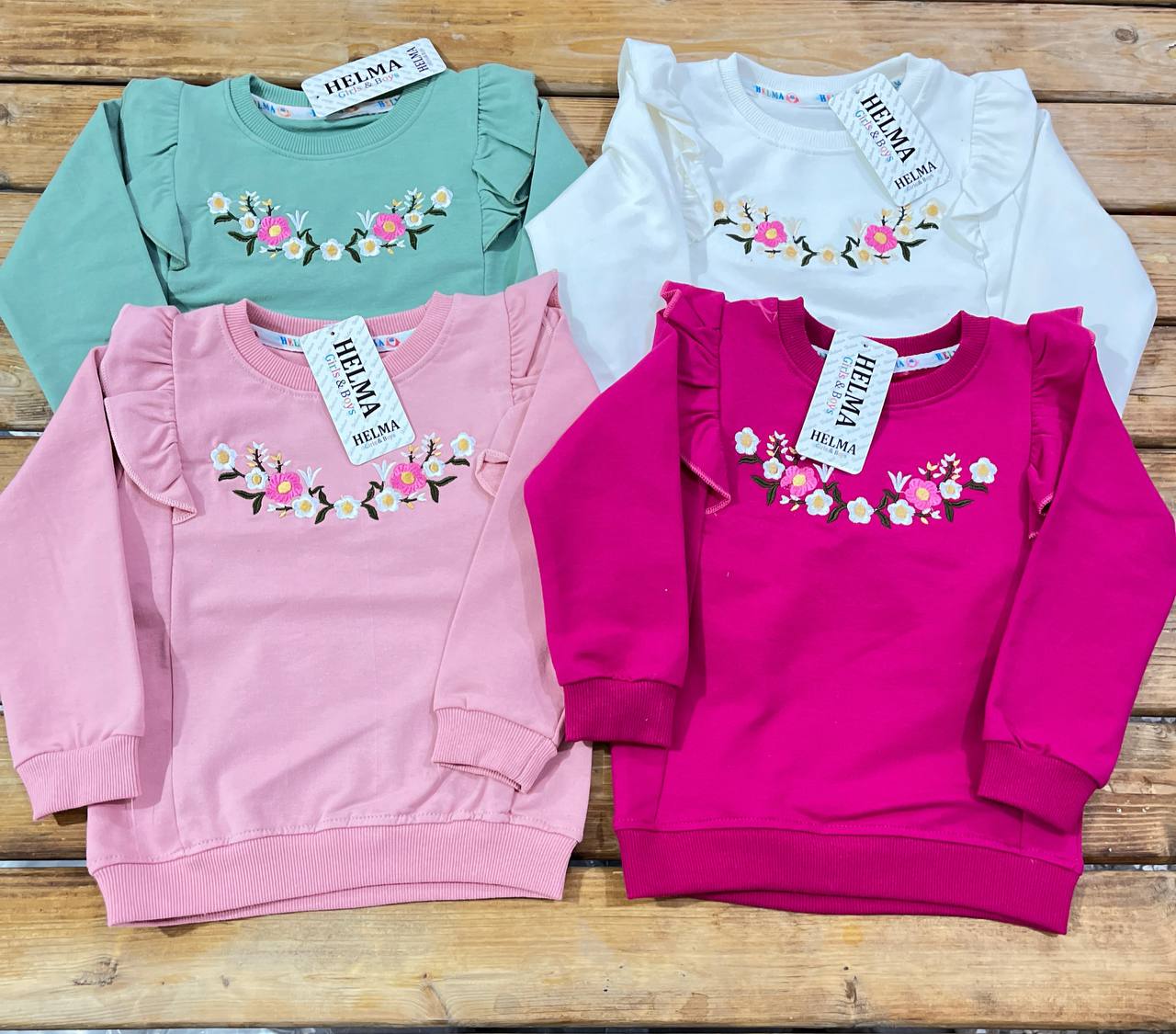 بلوز پاییزه آستین بلند دخترانه گلدوزی مناسب دو تا هشت سال