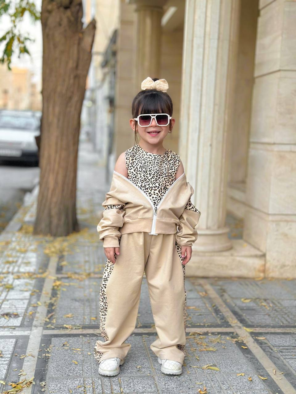 ست دخترانه غزال سویشرت شلوار دورس دونخ و تاپ کشبافت  مناسب دو  تا ده سال